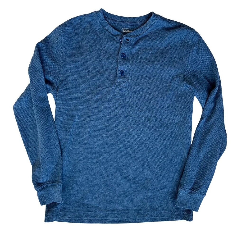 L.L.Bean Men’s Size Medium Slim Fit Mini Waffle Unshrinkable Henley Style 502225